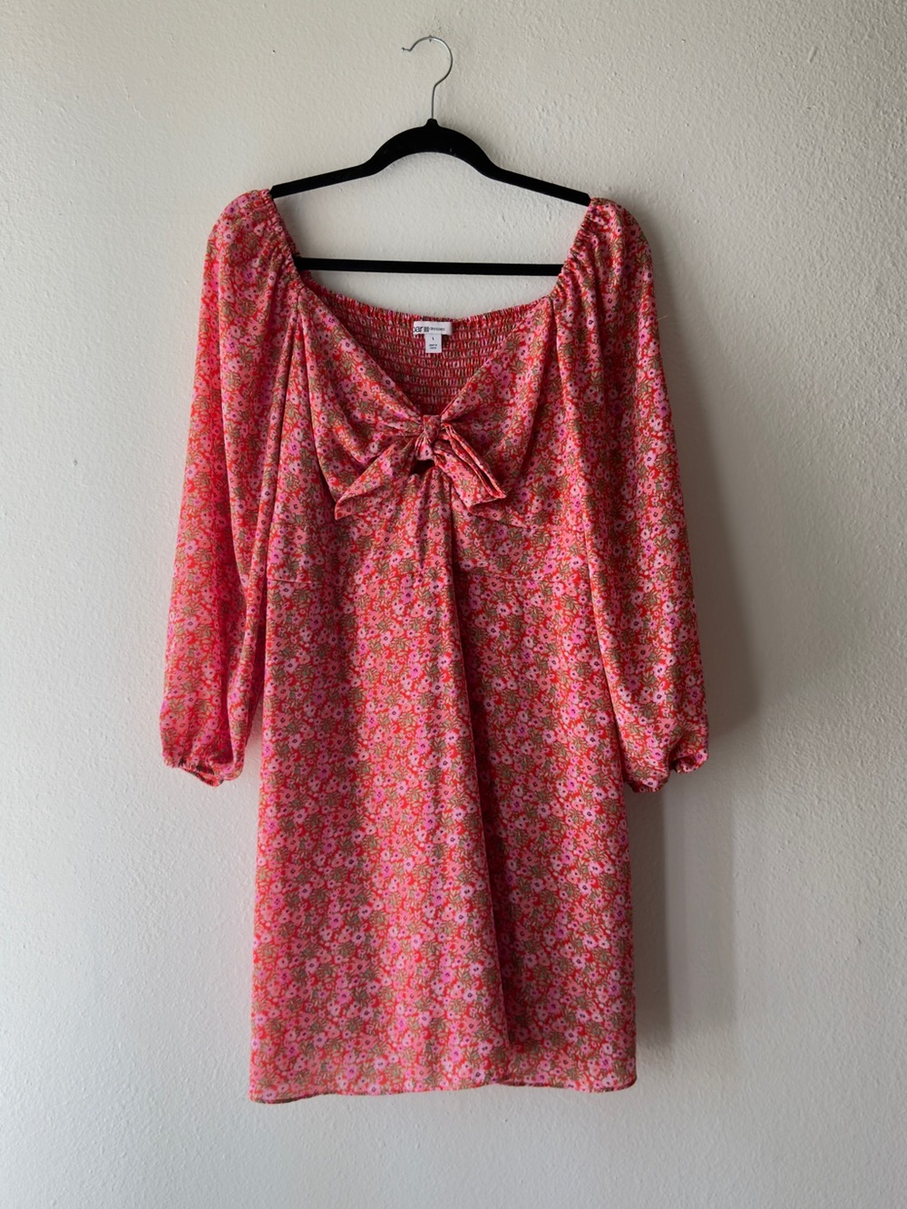 Bar III Pink Floral Tie-Front Mini Dress
